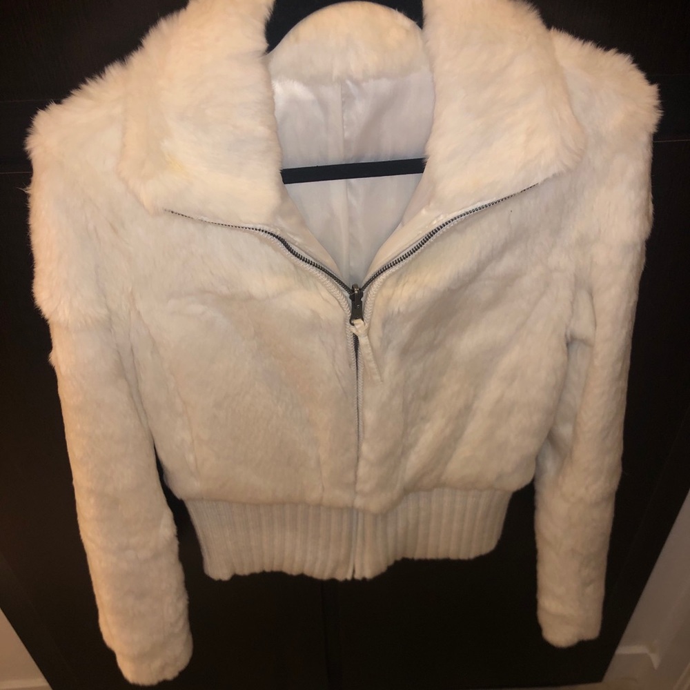 Faux fur ivory coat